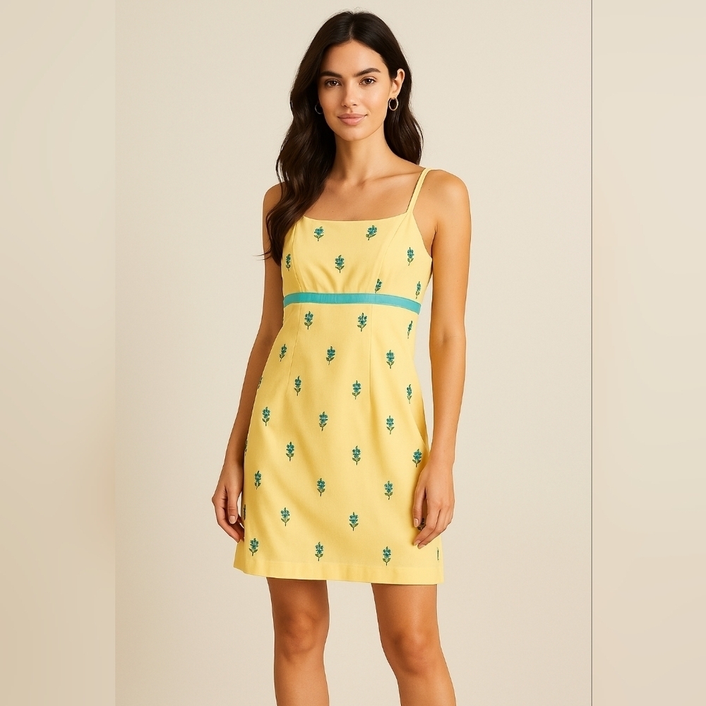Lilly Pulitzer Vintage Preppy Embroidered Daises Mini Dress